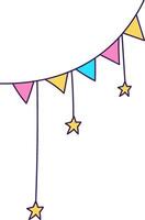 Colorful Bunting Flag With Stars Hang Element On White Background. vector