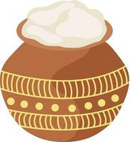 Rice in a mud pot for pongal festival. vector