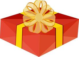 Red gift box with yellow ribbon and bow. vector