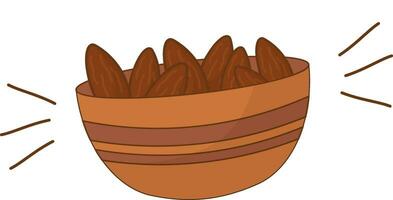 Flat Style Dates Bowl Brown Vector. vector