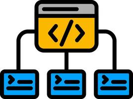 Programming Networking Page Icon in Yellow and Blue color. vector