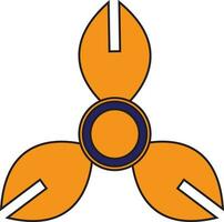 Orange color of spinner toy icon for playing. vector