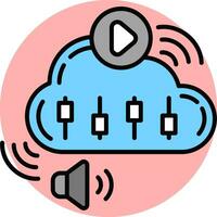 Colorful sound play setting connection cloud icon or symbol. vector