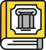 historia libro icono en amarillo y blanco color. vector