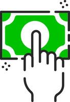 Money touch icon in flat style. vector