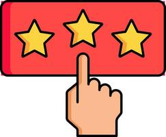 Vector illustration of Hand cursor with star rating icon.