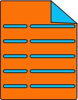 Blank document file in orange and blue color. vector