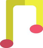 Yellow and pink music note in flat style. vector