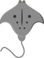 Flat Manta Rays Fish Character Icon In Grey Color. vector