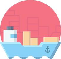 Cargo Ship Icon On Pink Background. vector