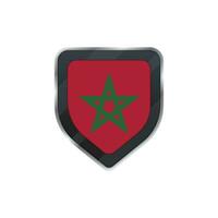 Red and green flag of Morocco in shield. vector