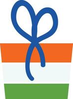 Tricolor gift box binded by blue ribbon. vector