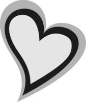 Grey and black heart in flat style. vector