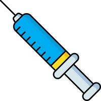 Flat style syringe icon in blue and black color. vector