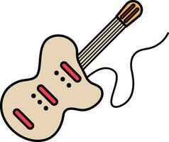 Brown Guitar icon in flat style. vector