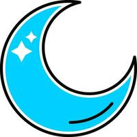 Crescent moonlight icon in blue color. vector