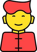 Chinese Man Icon Or Symbol In Red And Yellow Color. vector