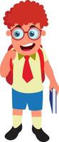 Cartoon character of boy with book and bag. vector