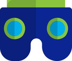 Virtual reality cardboard glasses in blue and green color. vector