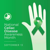 celiac disease awareness month celebration design template. green ribbon design for celiac disease awareness celebrartion. ribbon design template. vector