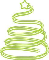 Stylish green spiral christmas tree with star. vector