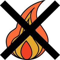 Colorful icon of no fire sign in flat style. vector