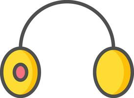 Headphone icon in yellow and black color. vector