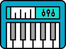 piano teclado icono en azul y blanco color. vector