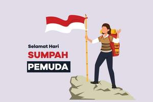 Selamat Hari Sumpah Pemuda. Translation Happy Indonesian Youth Pledge. Colored flat vector illustration isolated.