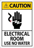 Restricted Area Sign Caution Electrical Room Use No Water vector