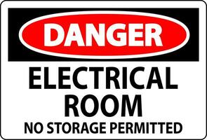Danger Sign Electrical Room, No Storage Permitted vector