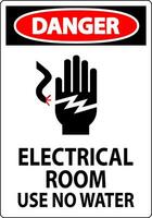 Restricted Area Sign Danger Electrical Room Use No Water vector