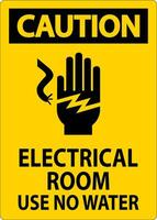 Restricted Area Sign Caution Electrical Room Use No Water vector