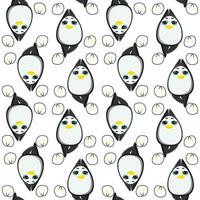 Cute penguins seamless pattern. Vector illustration in cartoon childish style.