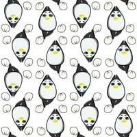 Cute penguins seamless pattern. Vector illustration in cartoon childish style.