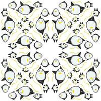 Cute penguins seamless pattern. Vector illustration in cartoon childish style.