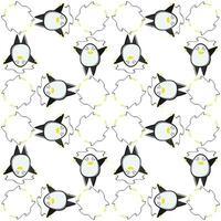 Cute penguins seamless pattern. Vector illustration in cartoon childish style.