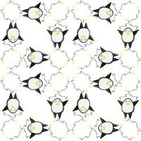 Cute penguins seamless pattern. Vector illustration in cartoon childish style.