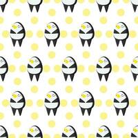 Cute penguins seamless pattern. Vector illustration in cartoon childish style.