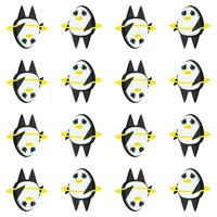 Cute penguins seamless pattern. Vector illustration in cartoon childish style.