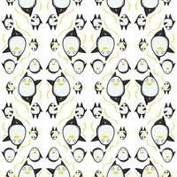 Cute penguins seamless pattern. Vector illustration in cartoon childish style.