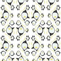 Cute penguins seamless pattern. Vector illustration in cartoon childish style.