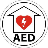 Floor Sign AED with Defib Heart, Red Border Floor Sign vector