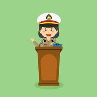 Indonesian Police Woman Character Speak On The Podium vector