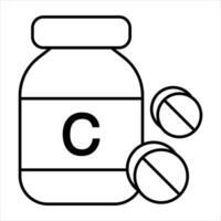 pills jar line icon design style vector