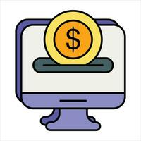 online pay color outline icon design style vector