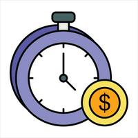 hora es dinero color contorno icono diseño estilo vector