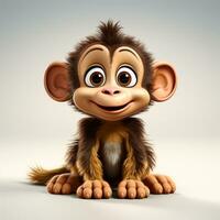 3d carton of a cute monkey on a white background photo