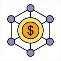 money sharing color outline icon design style vector