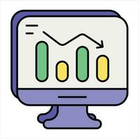 decrease graph color outline icon design style vector